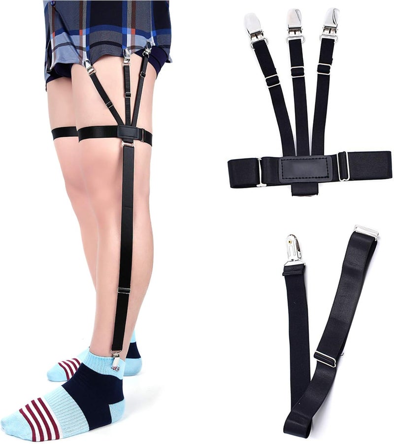 Kedofe Mens Shirt Stays Upgrade Adjustable Elastic Garter Military Shirts Holder with Non-slip Locking Clamps - Image 1